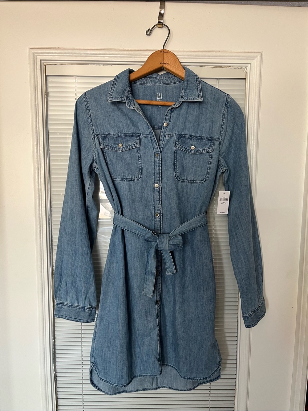 GAP Kids 100% Cotton Denim Long Sleeve Tie Waist Dress Shirt Cowgirl School